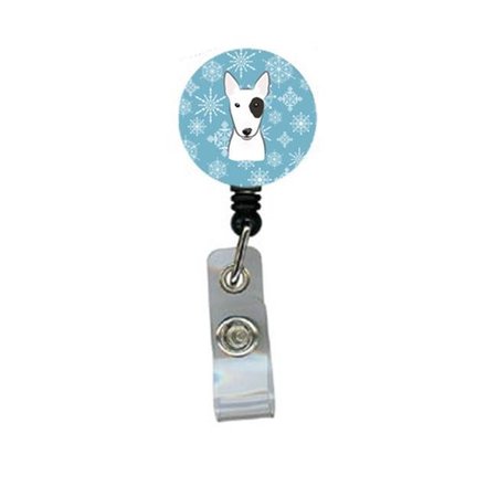 CAROLINES TREASURES Carolines Treasures BB1643BR Snowflake Bull Terrier Retractable Badge Reel BB1643BR